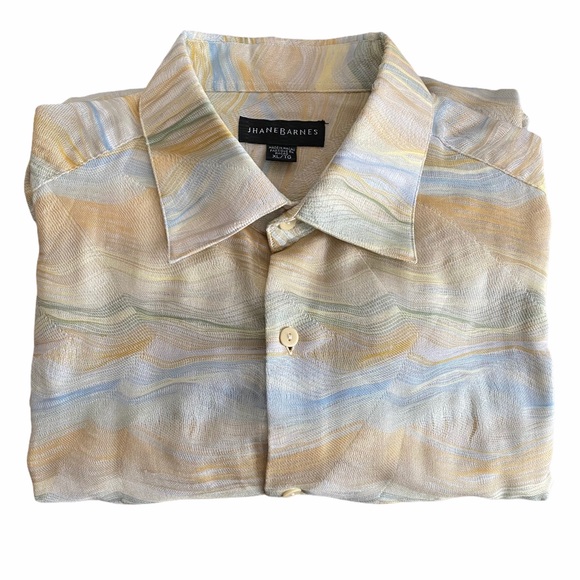 Jhane Barnes Other - JHANE BARNES Pastel Waves Long Sleeve Shirt Extra Large Fabric Woven in Japan